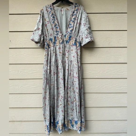 Free People Lysette Maxi Dress Bluebell Combo - Picture 5 of 12